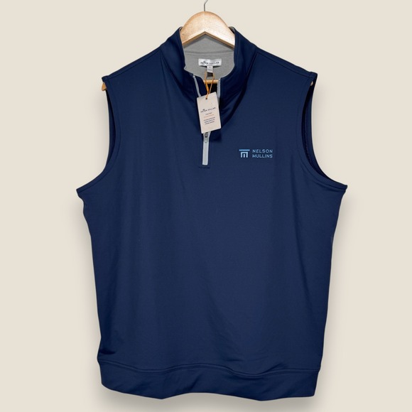 Peter Millar Other - Peter Millar Galway Stretch Loop Terry Golf Vest Men Large Navy Stretch Logo